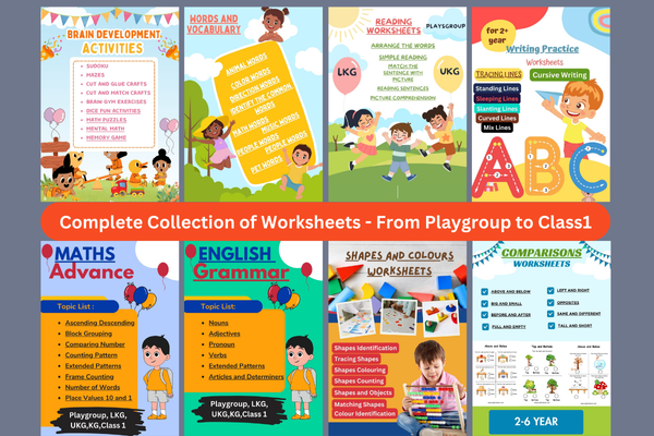 worksheets playgroup Nursery Lkg KG UKG class 1 2-7 years