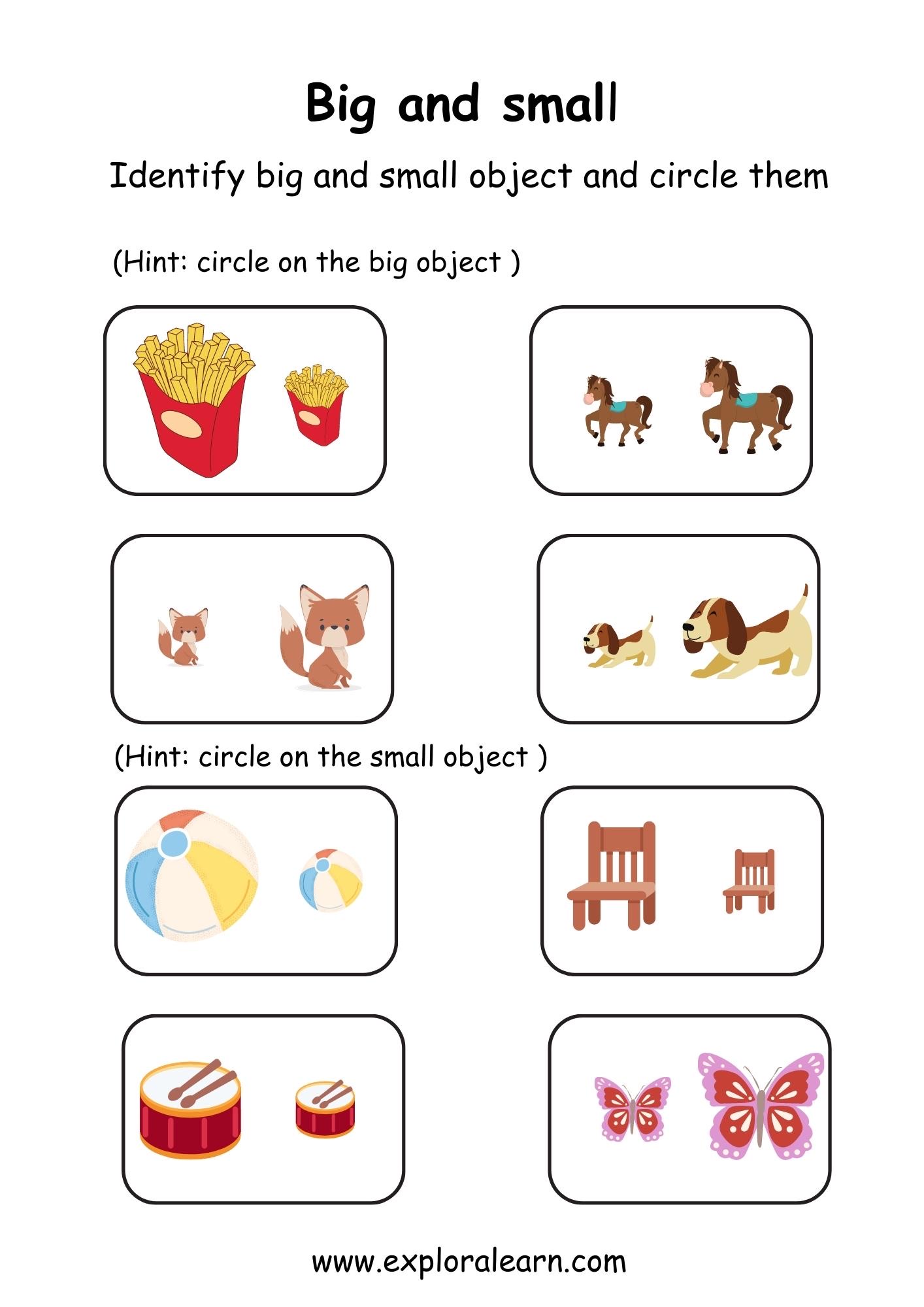 Free Preschool & Kindergarten Size Comparison Worksheets - Printable