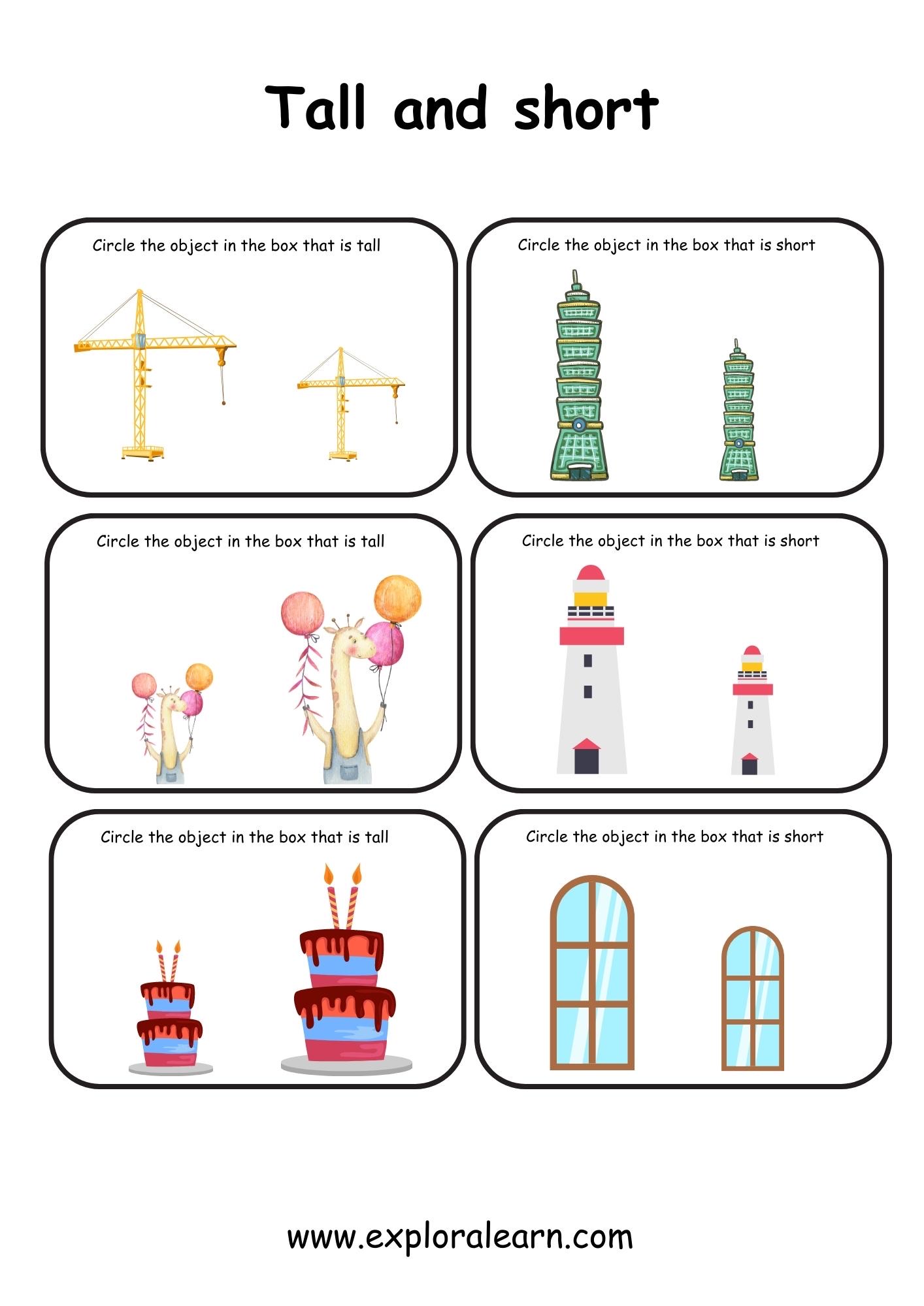 Tall and Short Worksheet - The OT Toolbox