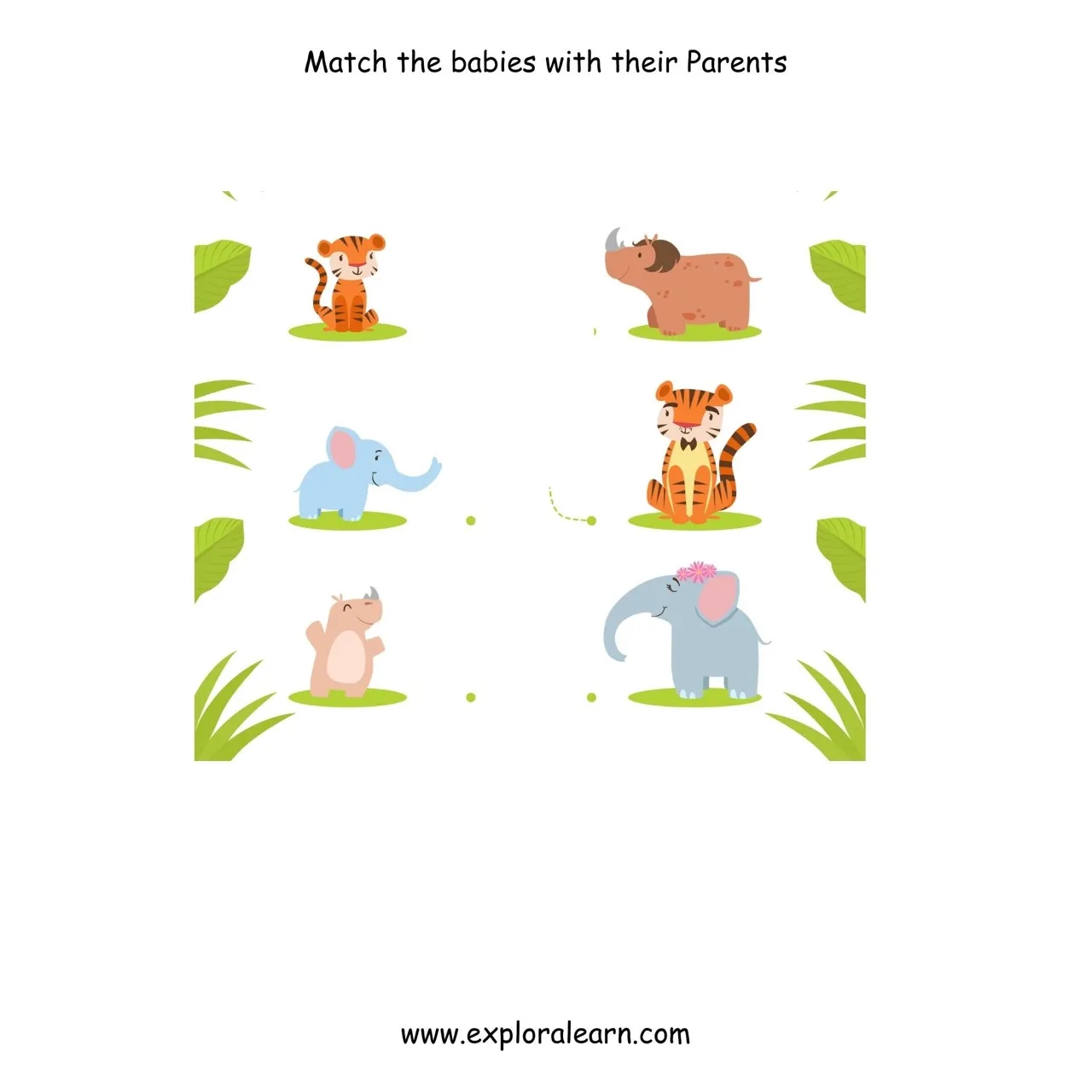 Free Exploralearn Worksheets, Animals Worksheets,Animals and Babies
