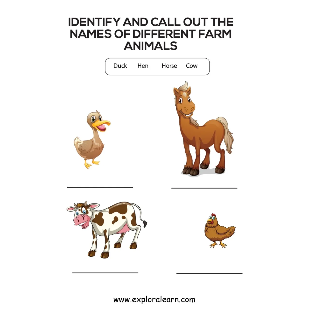 Free Exploralearn Worksheets, Animals Worksheets,Animal Identification