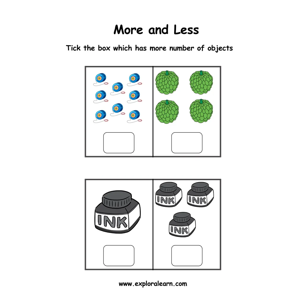 Free Exploralearn Worksheets, More or Less Worksheets