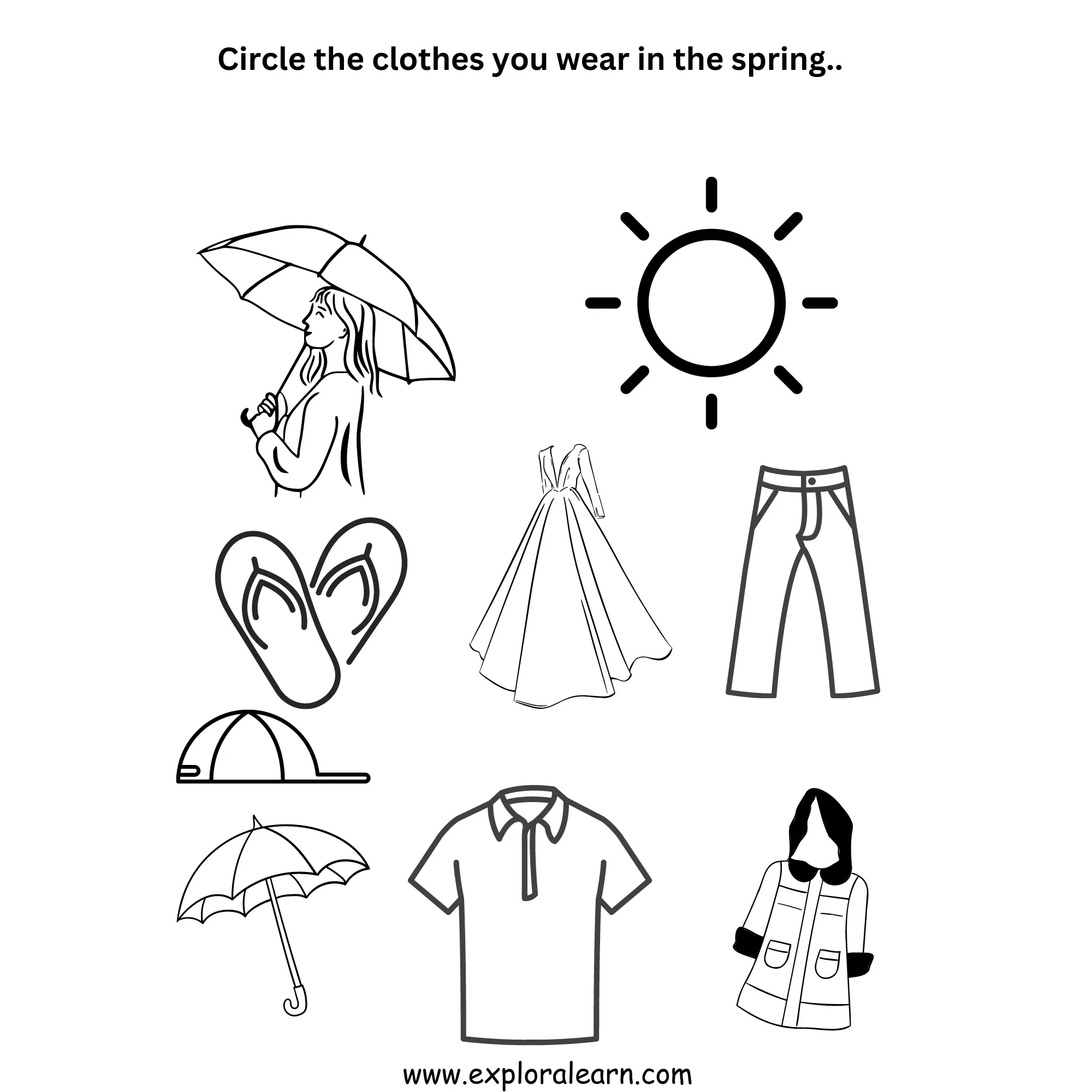 Free Exploralearn Worksheets, Seasons Worksheets,Seasons Type 1