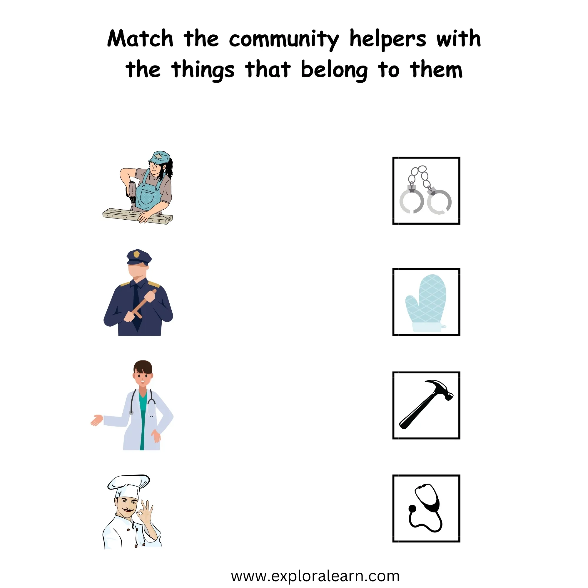 Community Helpers And Their Tools Worksheets