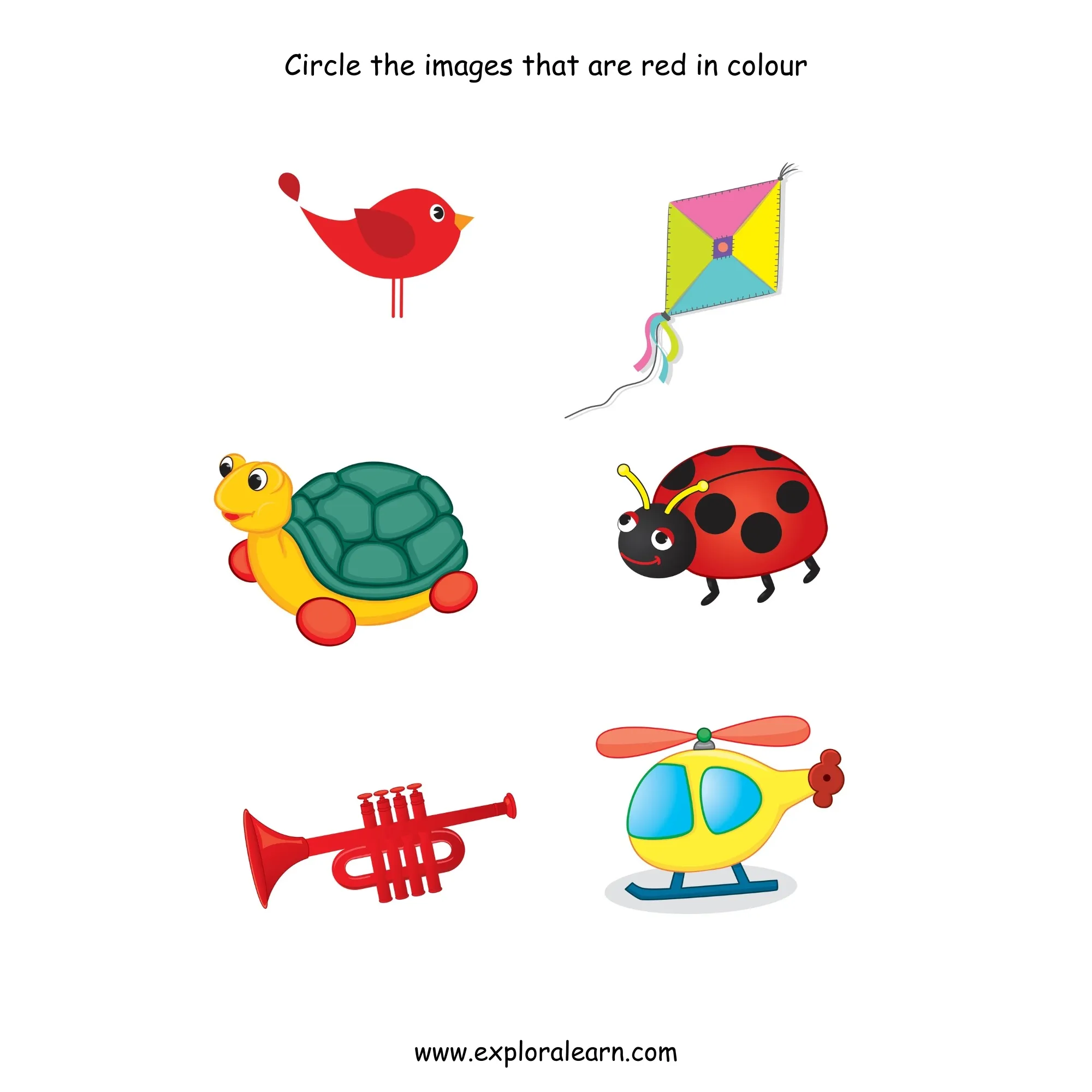Free Exploralearn Worksheets, colour Identification worksheet