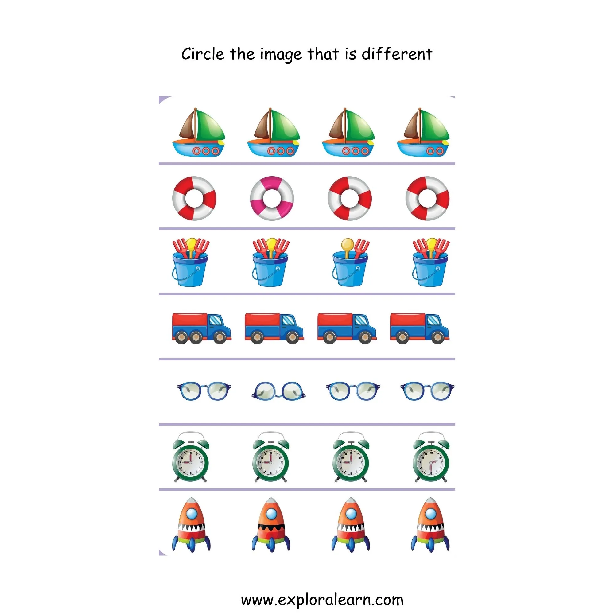 Free Exploralearn Worksheets, Comparisons Worksheets,Same and Different