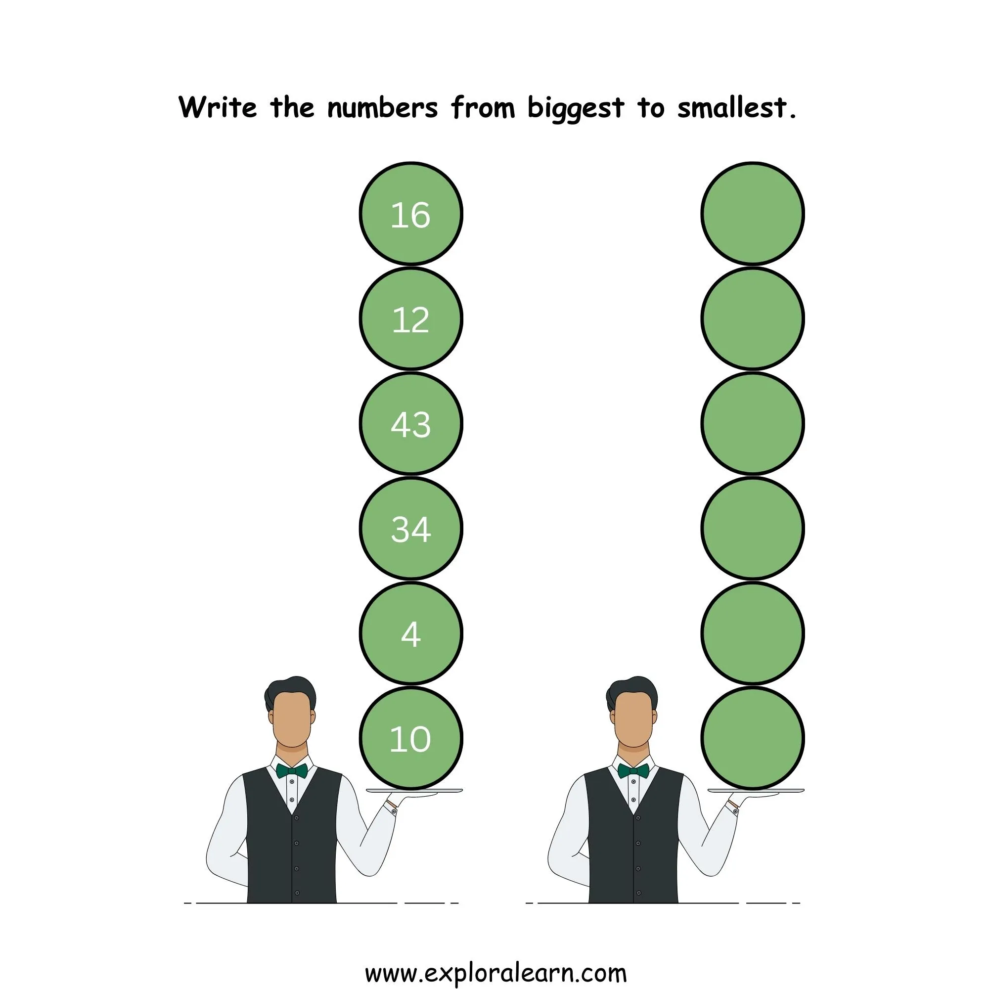 Free Exploralearn Worksheets Class 1 Maths Worksheets Ascending Descending