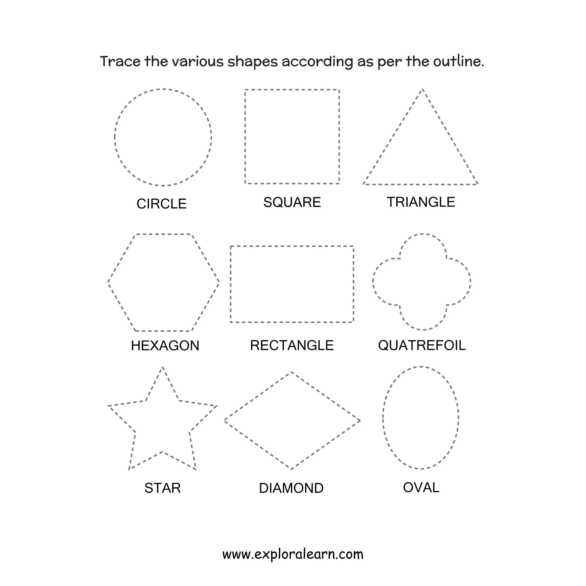 Free Exploralearn Worksheets, Shapes and Colours worksheet