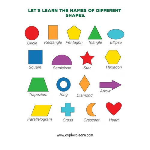 Free Exploralearn Worksheets, Shapes and Colours worksheet