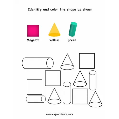 Free Exploralearn Worksheets, Shapes and Colours worksheet