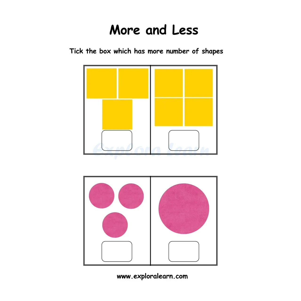 Free Exploralearn Worksheets, More or Less Worksheets