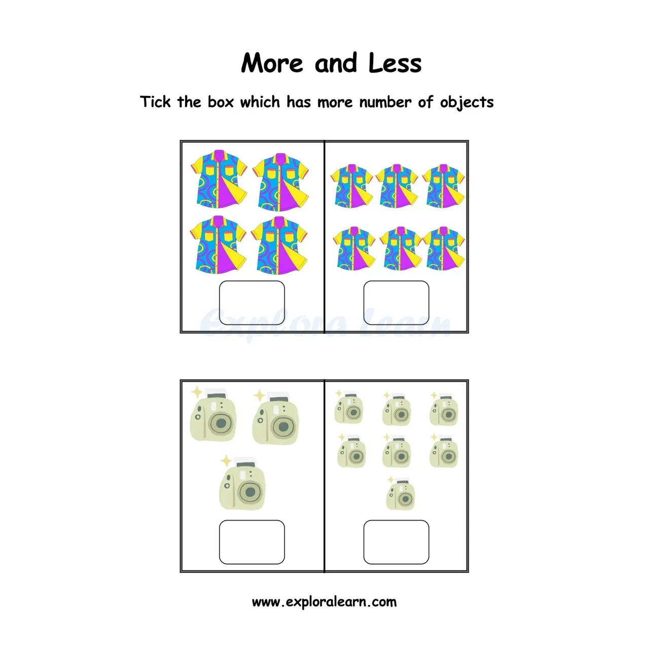 Free Exploralearn Worksheets, More or Less Worksheets