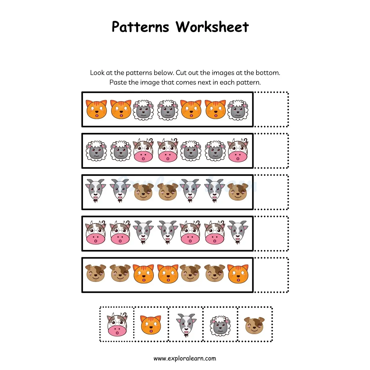 Free Exploralearn Worksheets, Logical Worksheets,Patterns Level 2