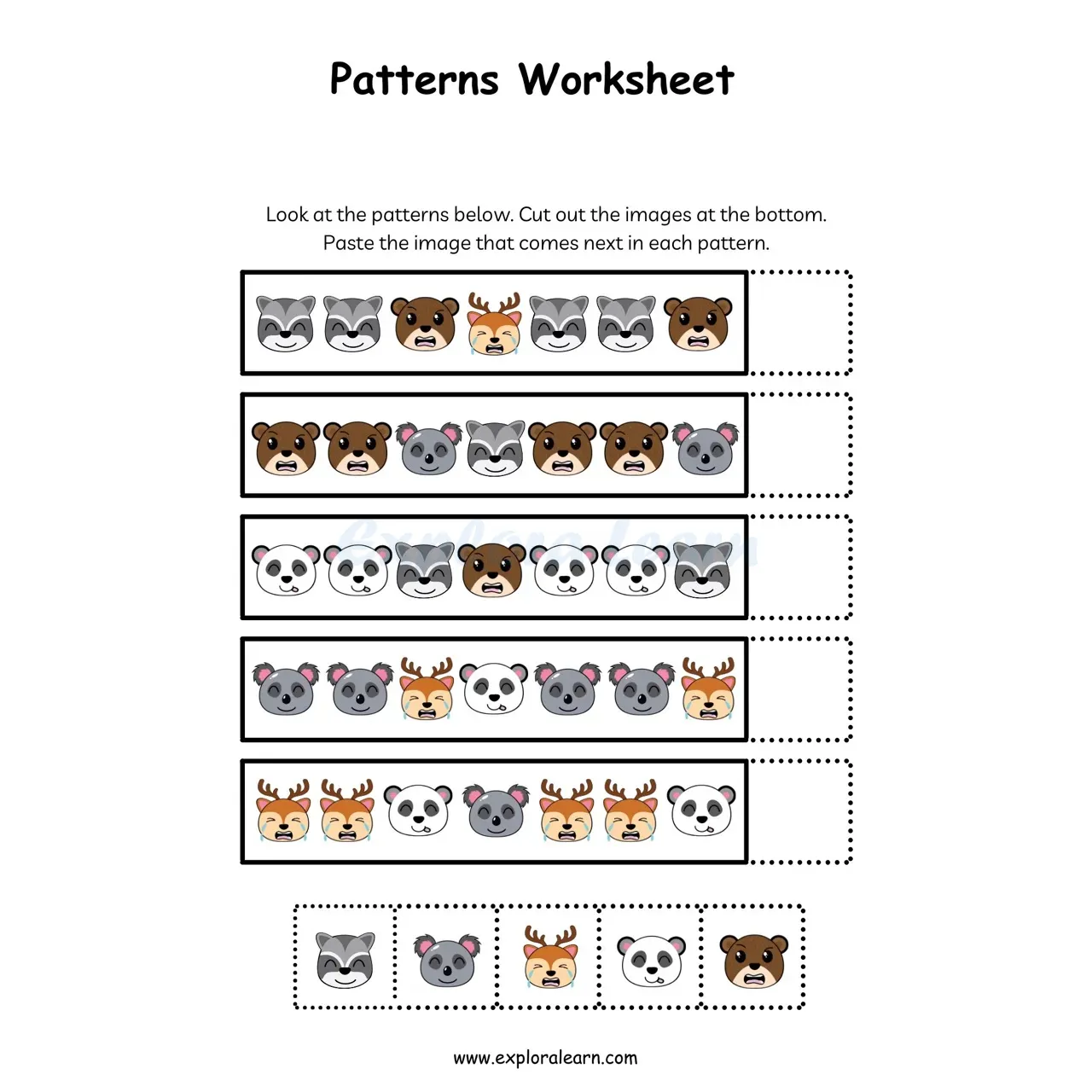 Free Exploralearn Worksheets, Logical Worksheets,Patterns Level 2