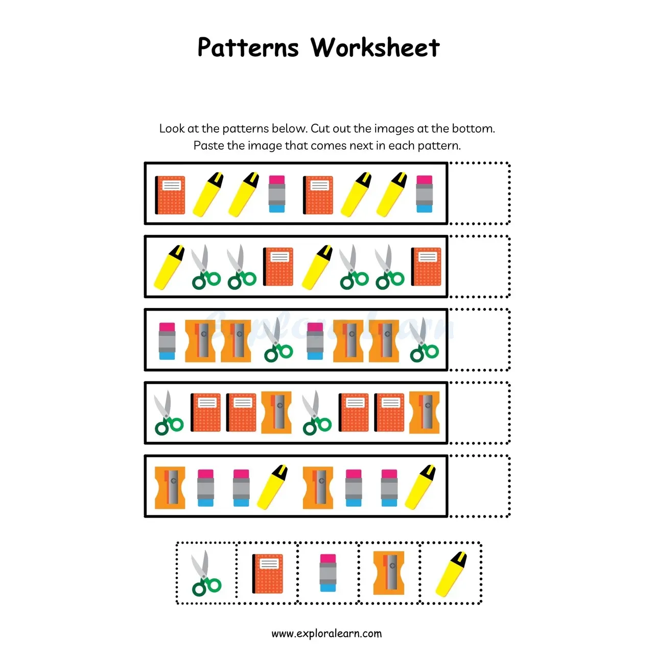 Free Exploralearn Worksheets, Logical Worksheets,Patterns Level 2