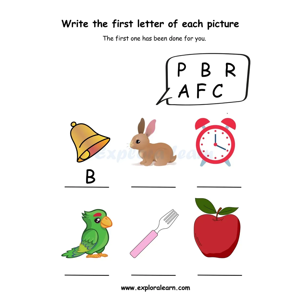 Free Exploralearn Worksheets, beginning sound worksheet