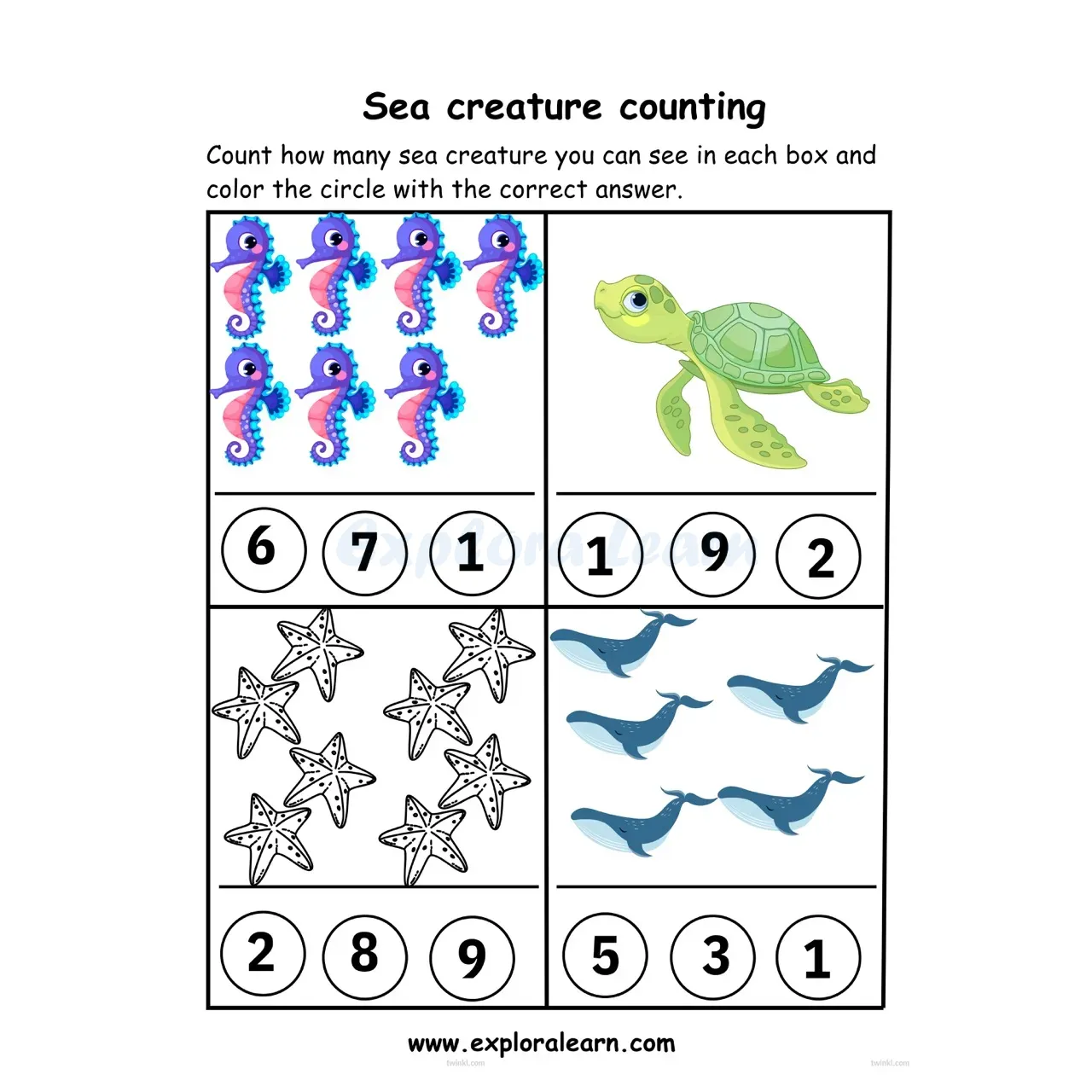 Free Exploralearn Worksheets, Counting worksheet