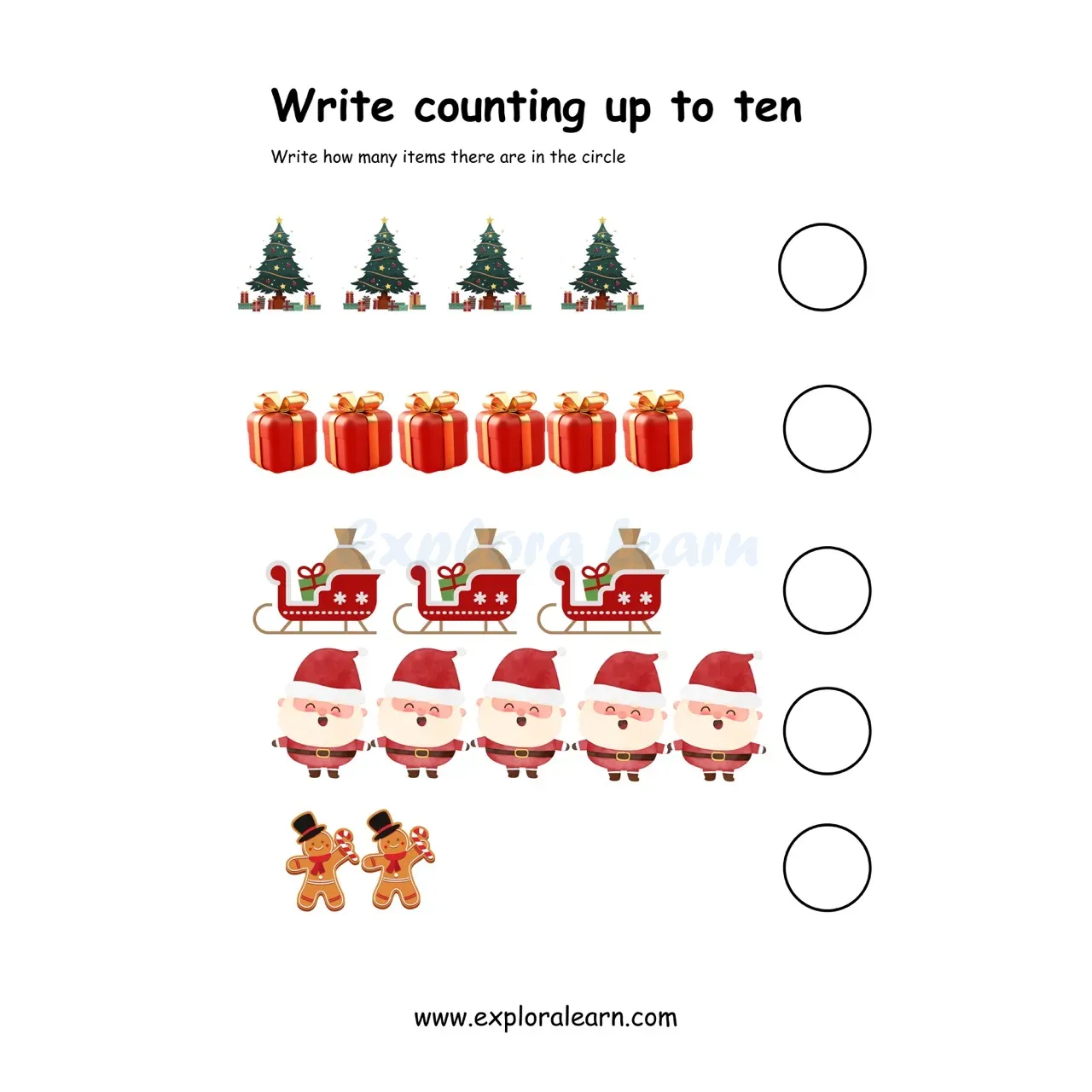 Free Exploralearn Worksheets, Counting worksheet