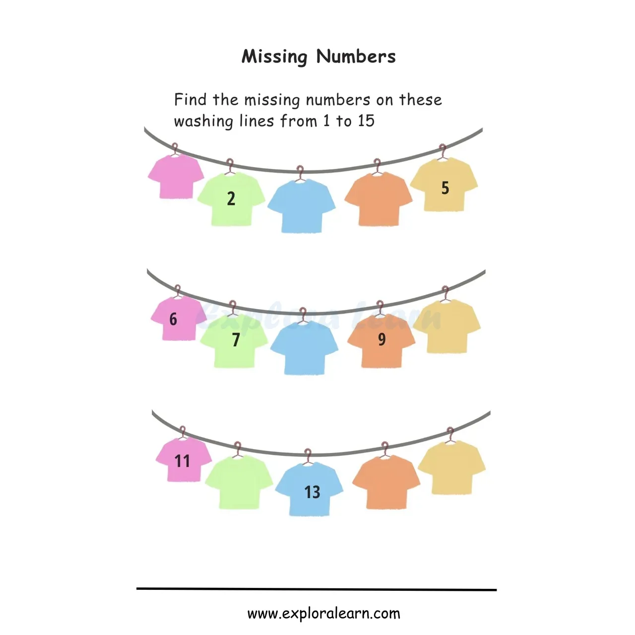 Free Exploralearn Worksheets, Missing Number Sequence Worksheets