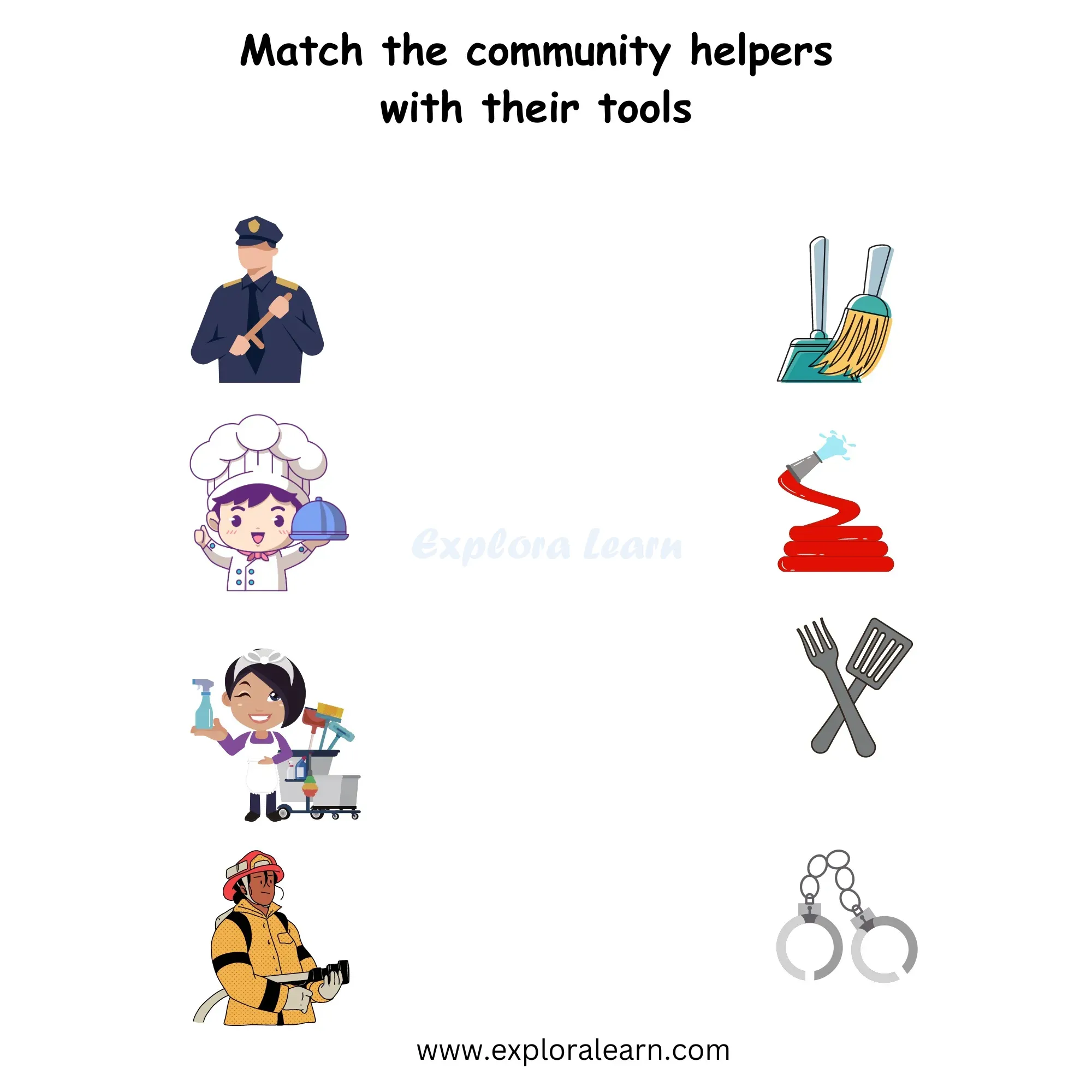 Free Exploralearn Worksheets, Community Helper Worksheets,Community ...