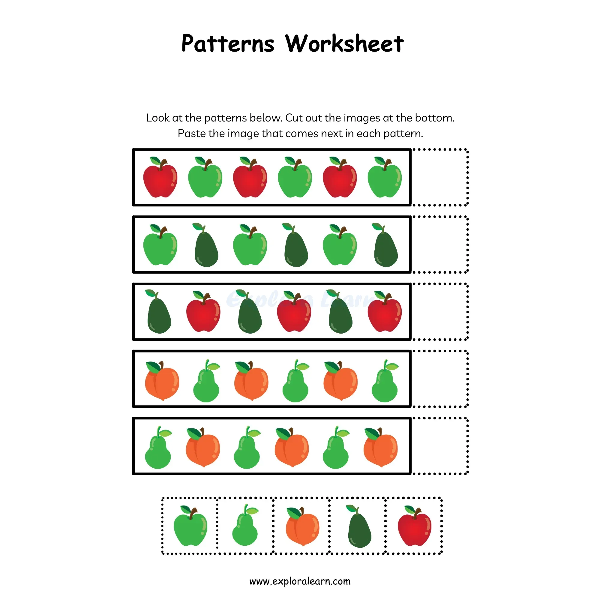 Free Exploralearn Worksheets, Logical Worksheets,Patterns Level 1