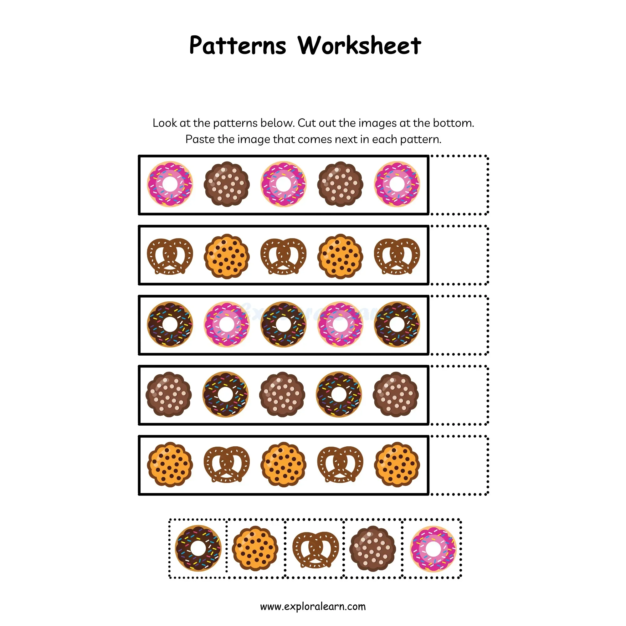 Free Exploralearn Worksheets, Logical Worksheets,Patterns Level 1
