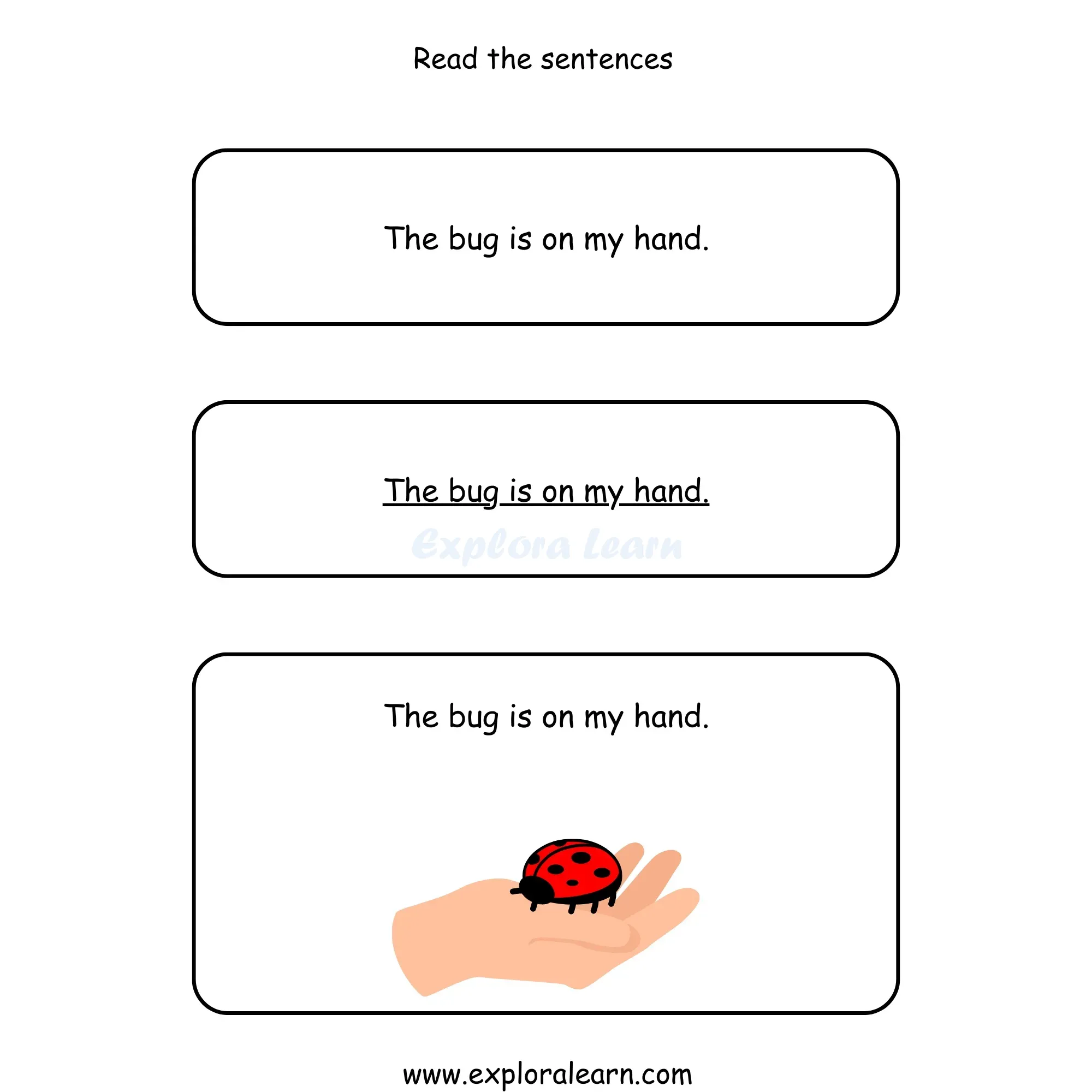 Free Exploralearn Worksheets, Reading Workheets,Reading Sentences