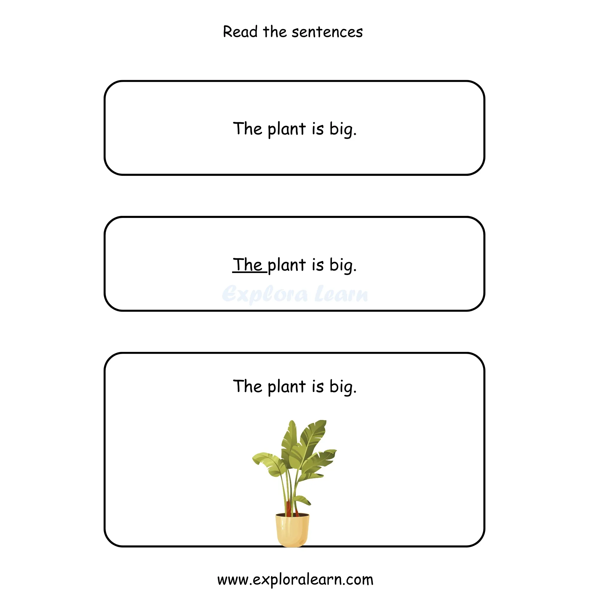 Free Exploralearn Worksheets, Reading Workheets,Reading Sentences