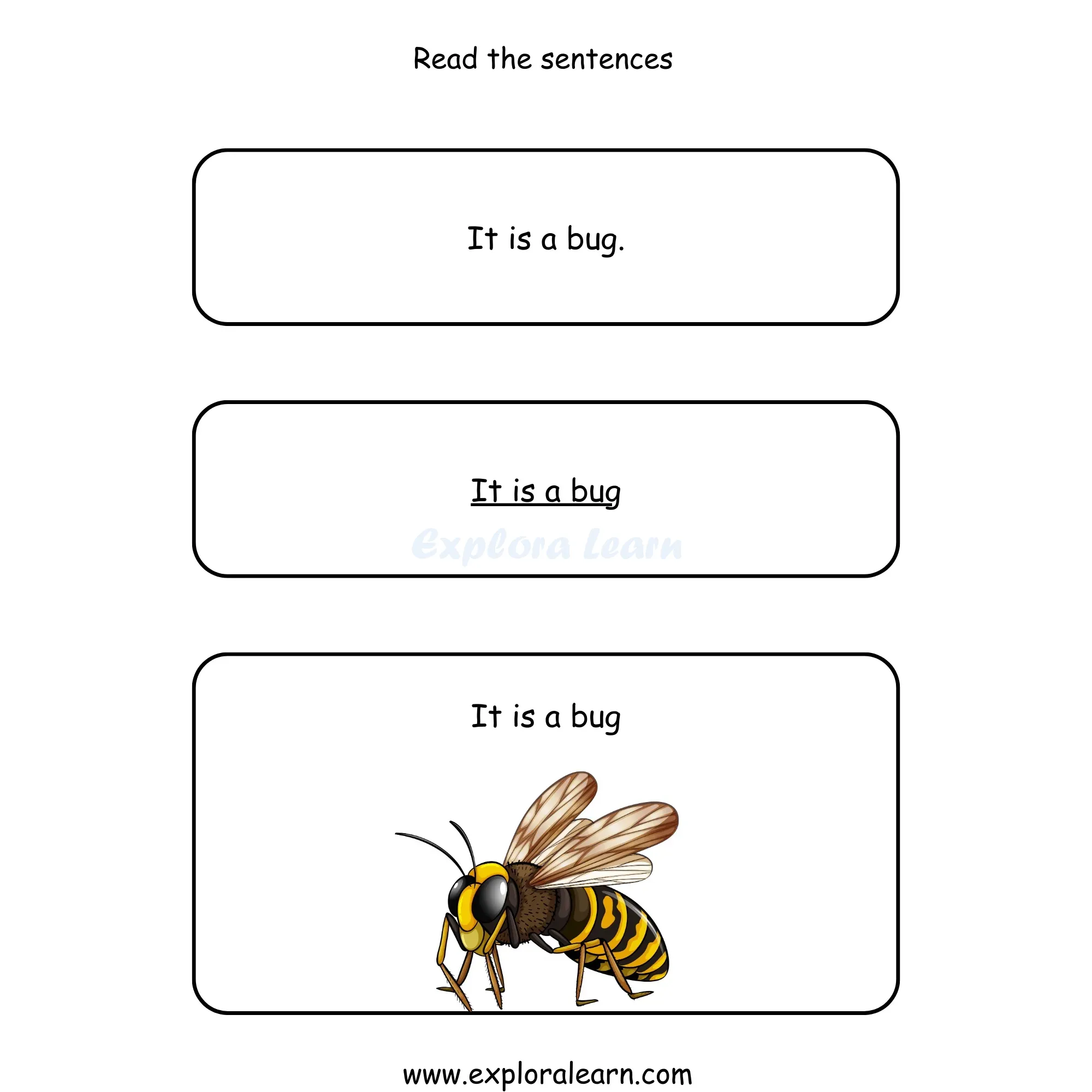 Free Exploralearn Worksheets, Reading Workheets,Reading Sentences