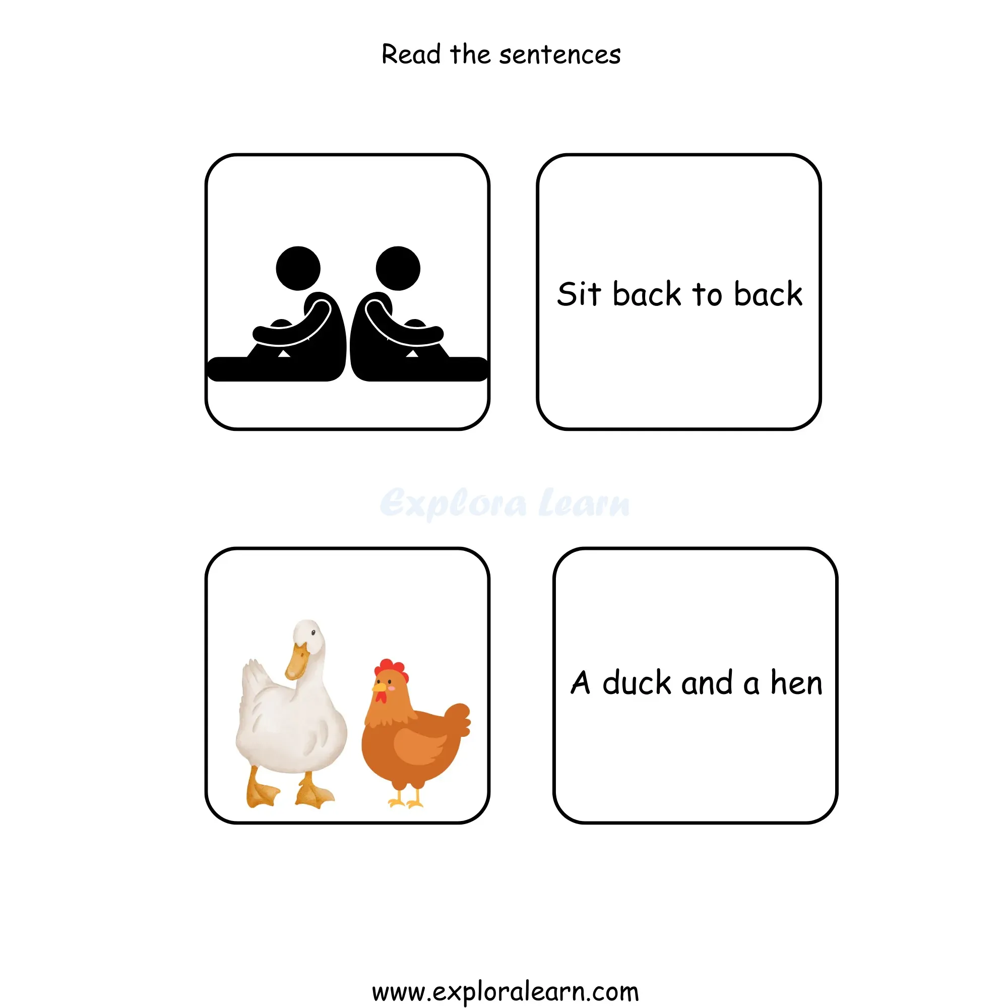 Free Exploralearn Worksheets, Reading Workheets,Simple Reading