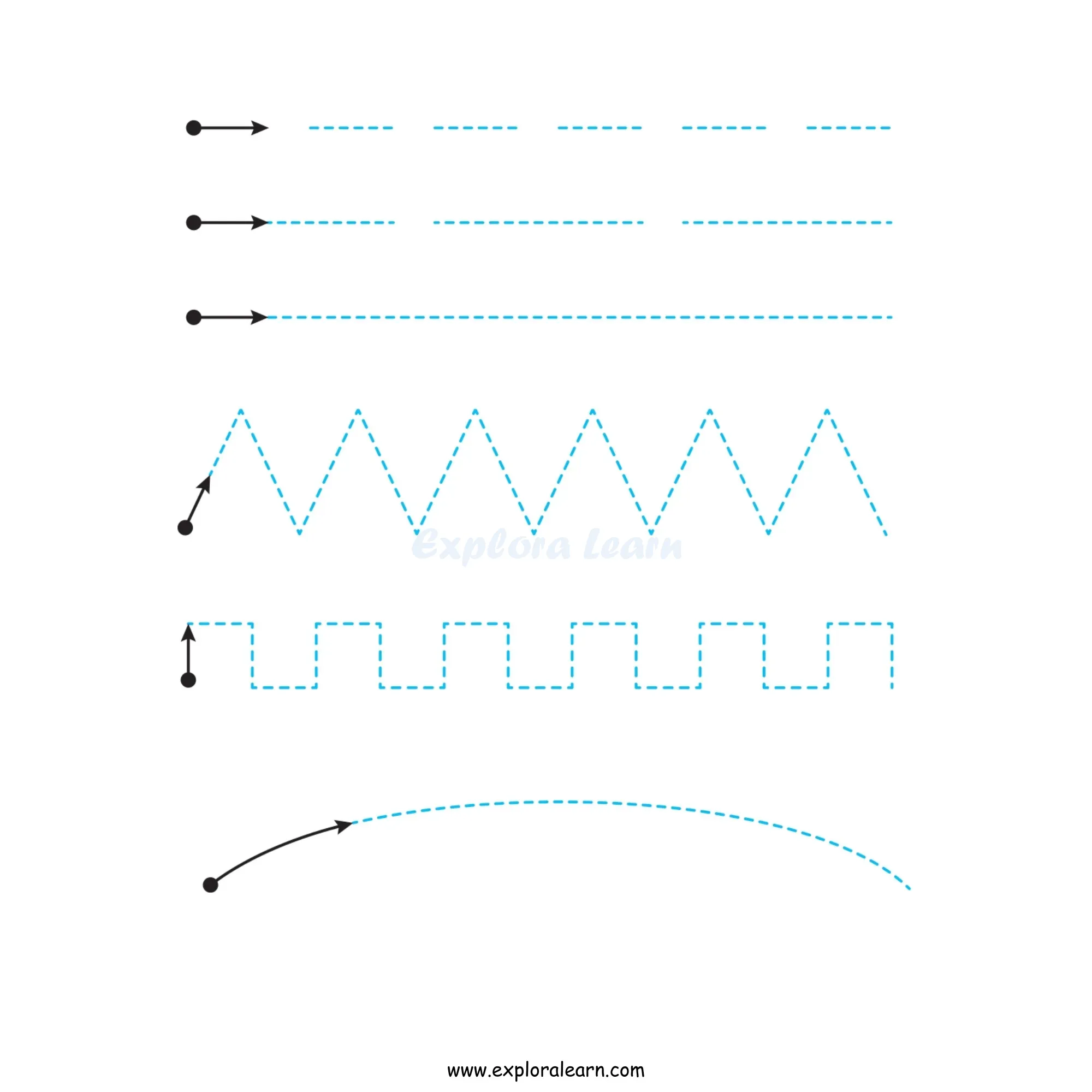 Free Exploralearn Worksheets, Mix Lines Practice worksheet.