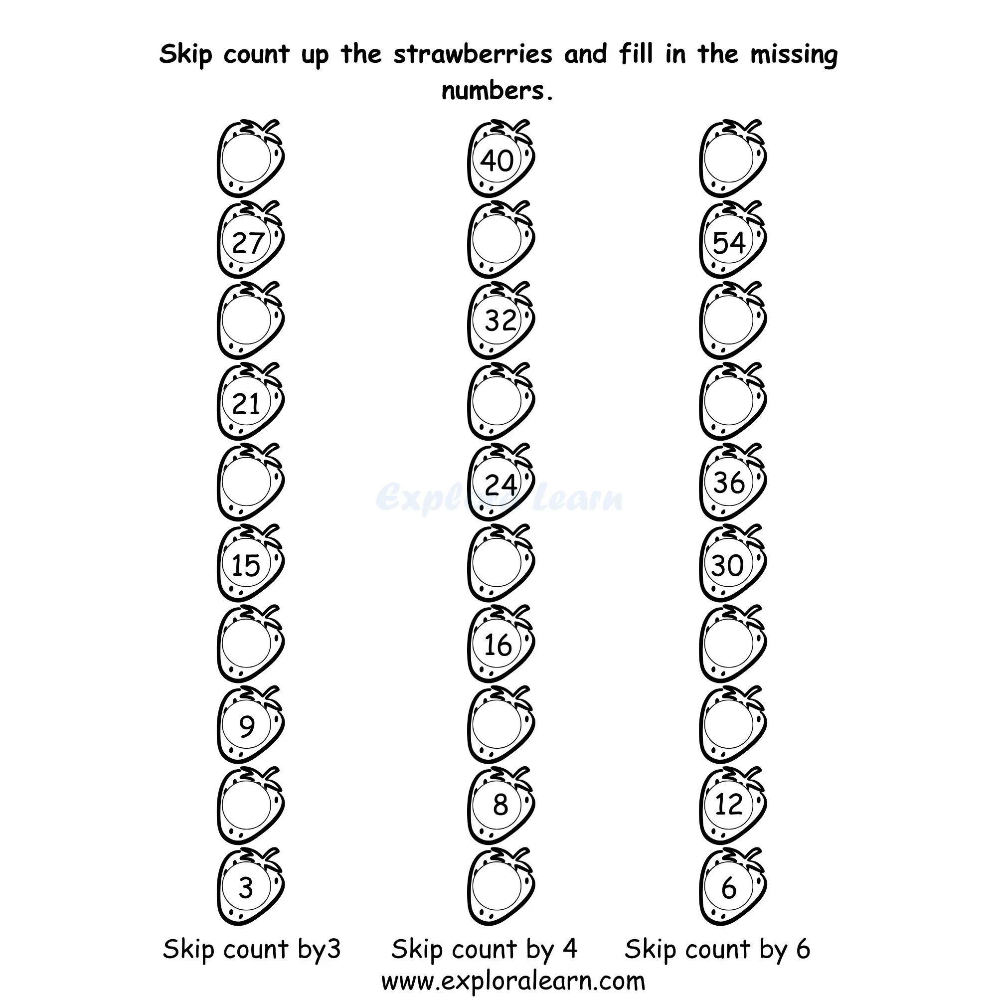 Free Exploralearn Worksheets Free Maths Worksheet Maths Skip Counting ...