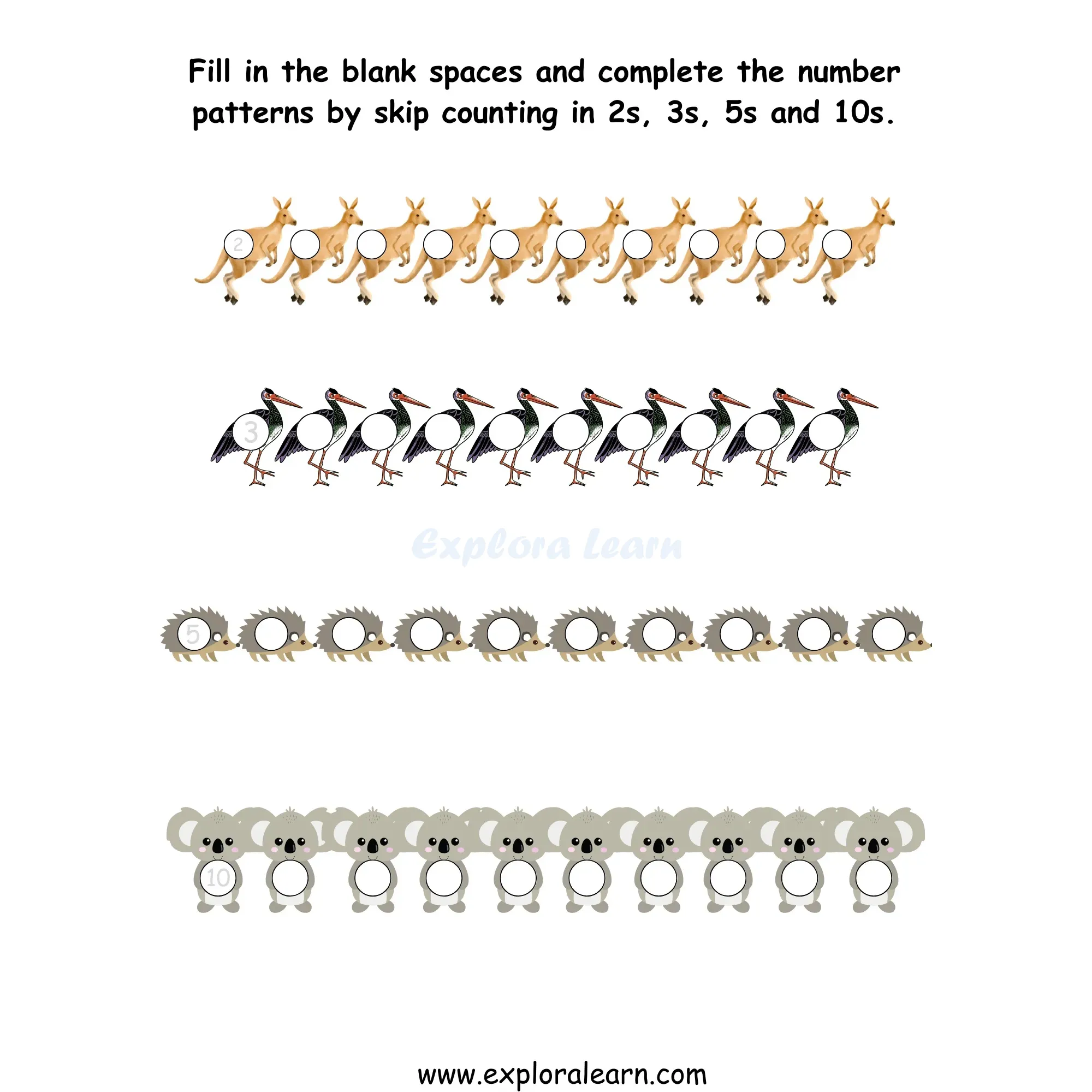 Free Exploralearn Worksheets Free Maths Worksheet Maths Skip Counting ...