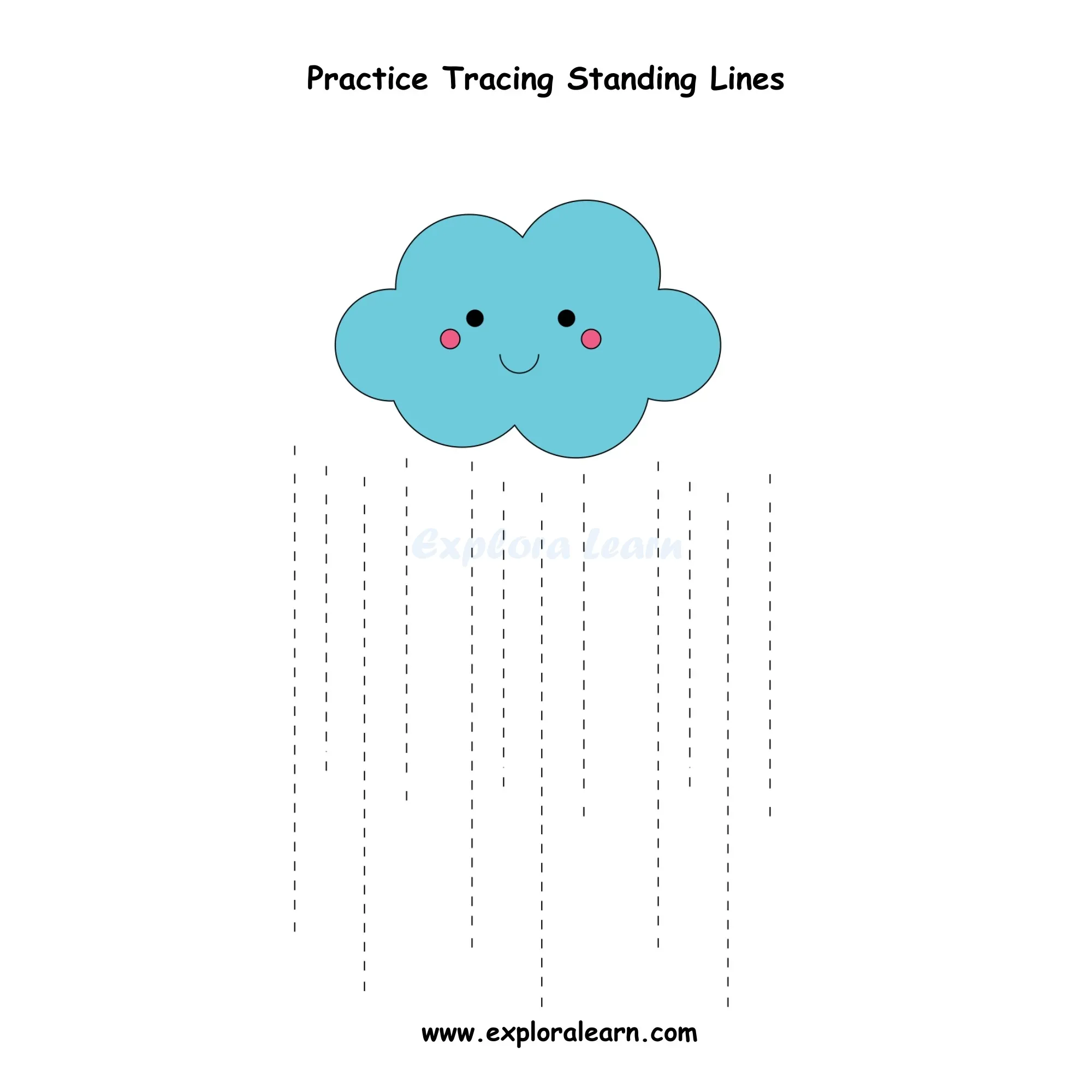 Free Exploralearn Worksheets, Standing Lines Practice worksheet.
