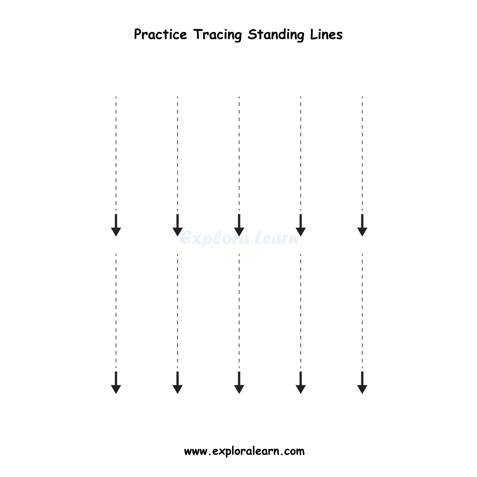 Free Exploralearn Worksheets, Standing Lines Practice worksheet.