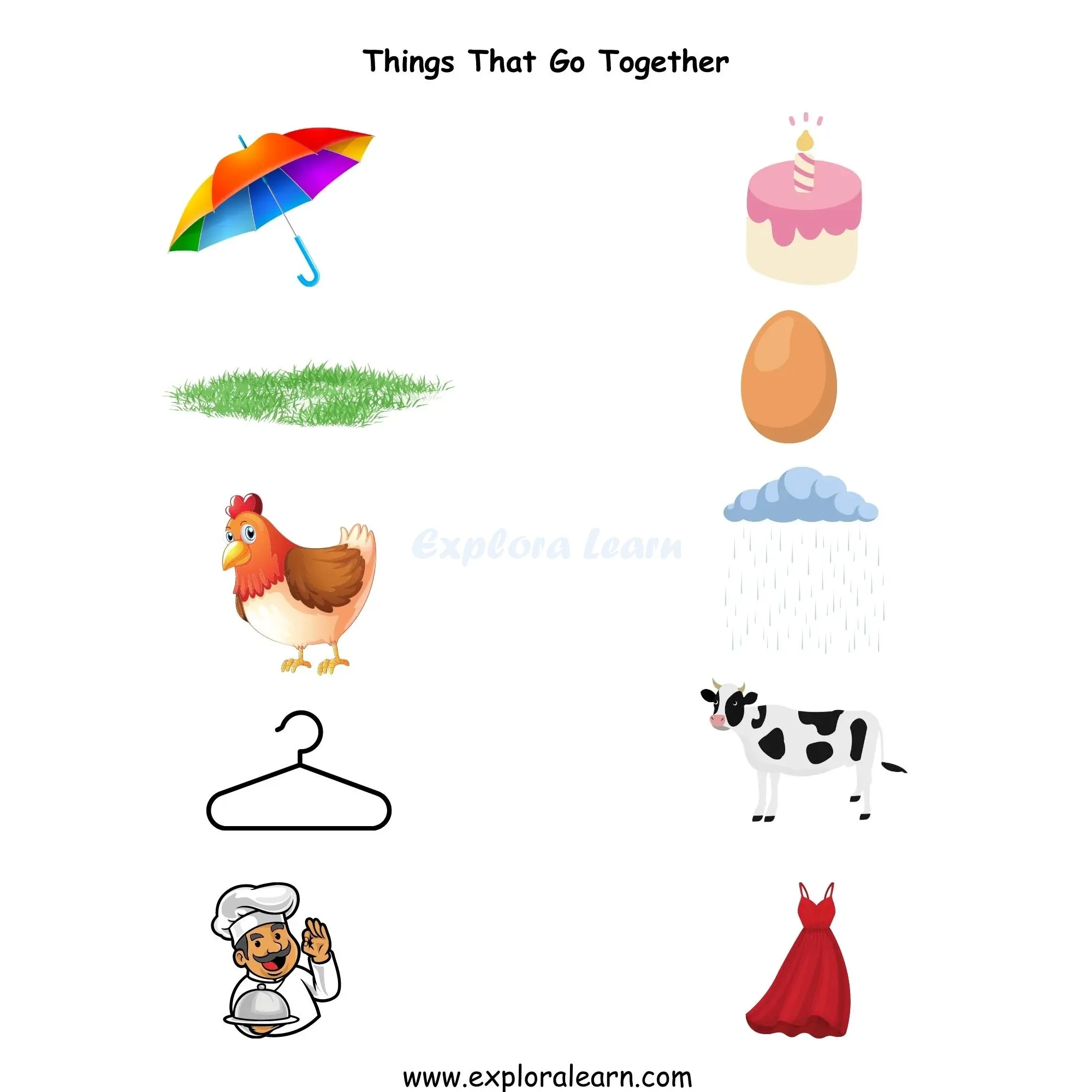 Free Exploralearn Worksheets, Things that Go Together Worksheets,Things ...