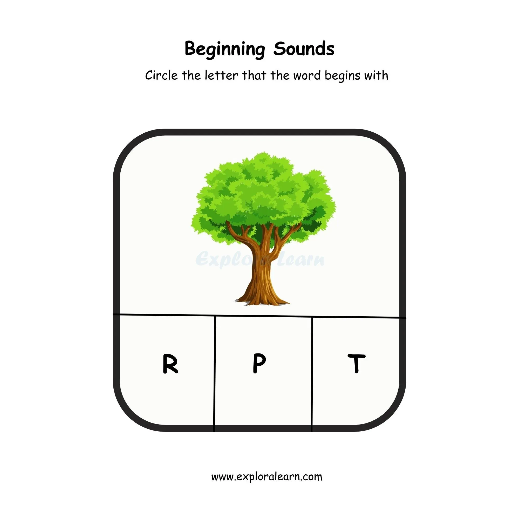 Free Exploralearn Worksheets, beginning sound worksheet t