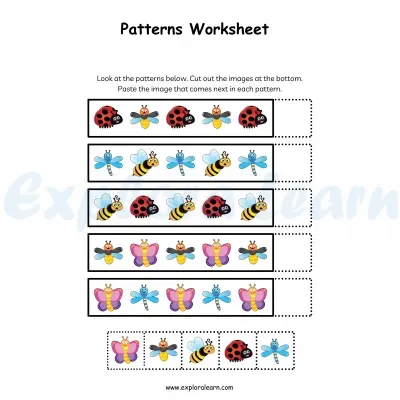Free Exploralearn Worksheets, Logical Worksheets,Patterns Level 1
