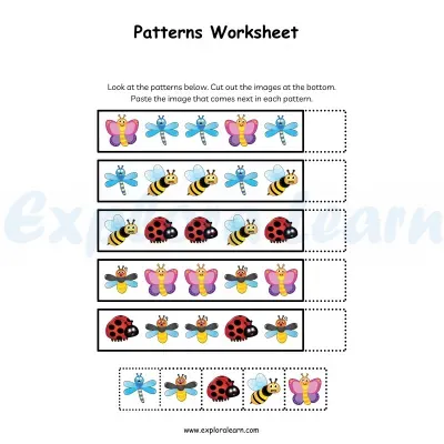 Free Exploralearn Worksheets, Logical Worksheets,Patterns Level 1