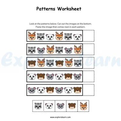 Free Exploralearn Worksheets, Logical Worksheets,Patterns Level 2