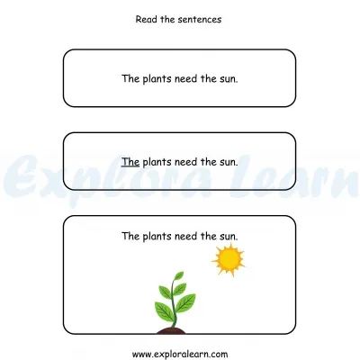 Free Exploralearn Worksheets, Reading Workheets,Reading Sentences