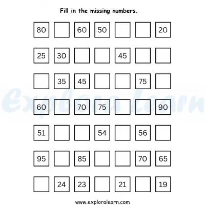 Free Exploralearn Worksheets, Class 1 Maths Worksheets,Counting Pattern