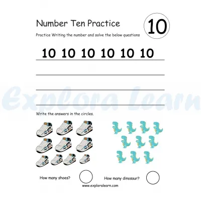 Free Exploralearn Worksheets, Number Writing Practice worksheet 10