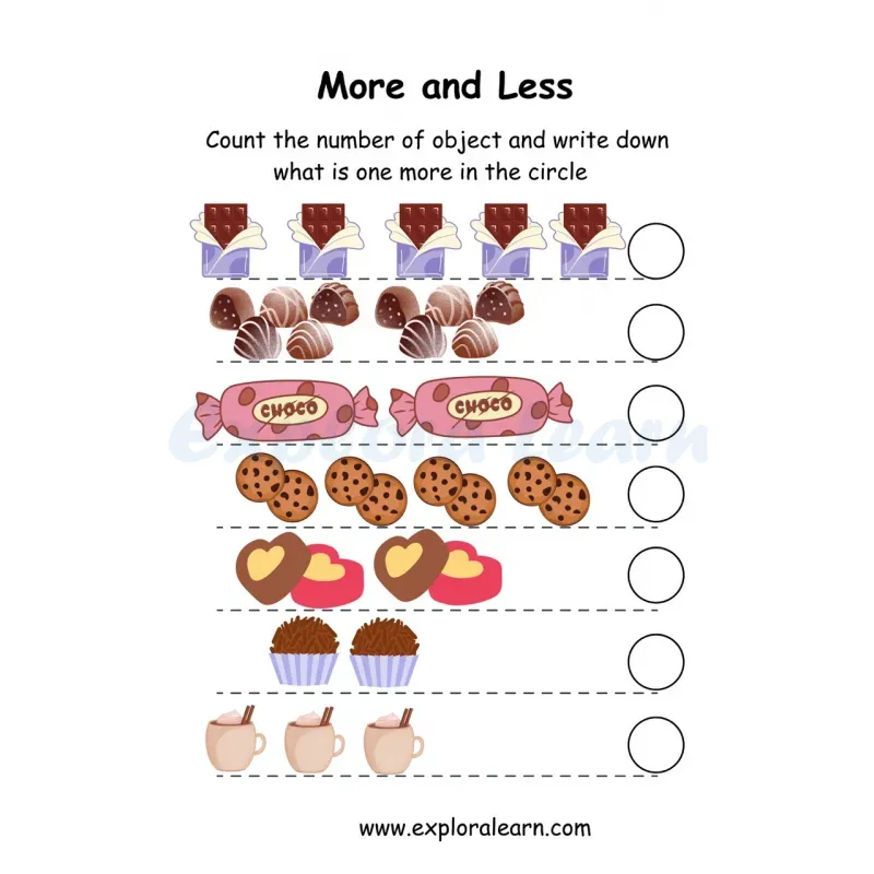 Free Exploralearn Worksheets, More or Less Worksheets