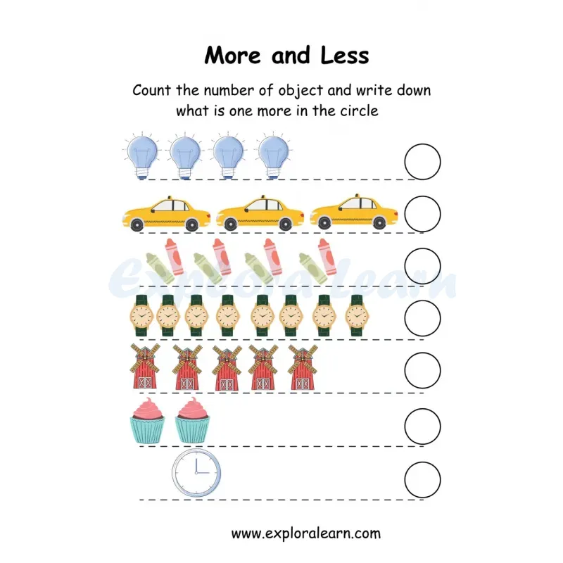 Free Exploralearn Worksheets, More or Less Worksheets