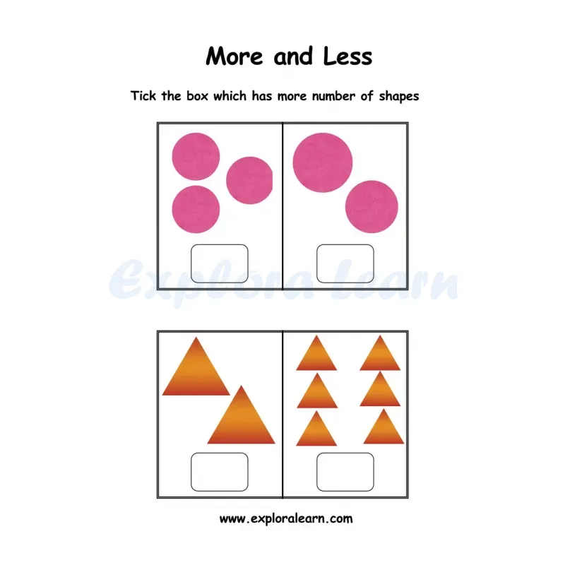 Free Exploralearn Worksheets, More or Less Worksheets