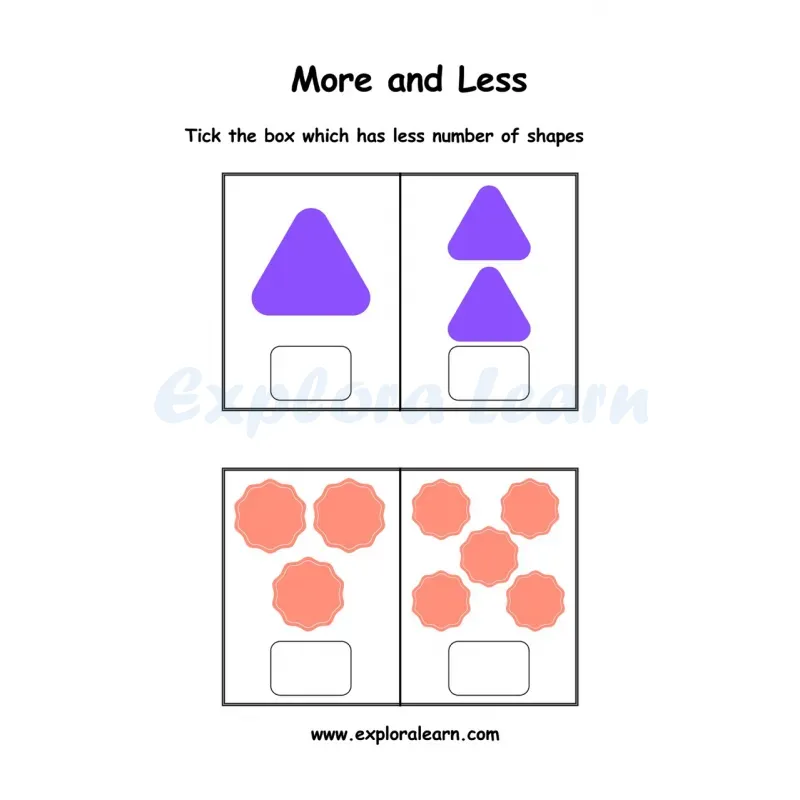 Free Exploralearn Worksheets, More or Less Worksheets