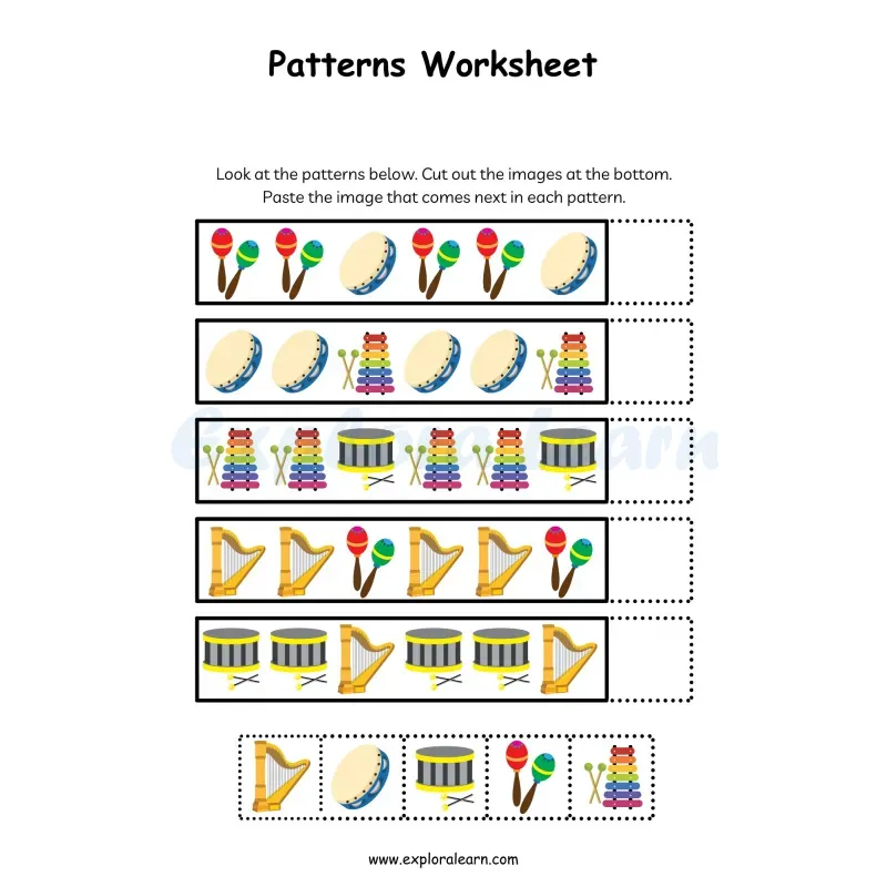 Free Exploralearn Worksheets, Logical Worksheets,Patterns Level 1