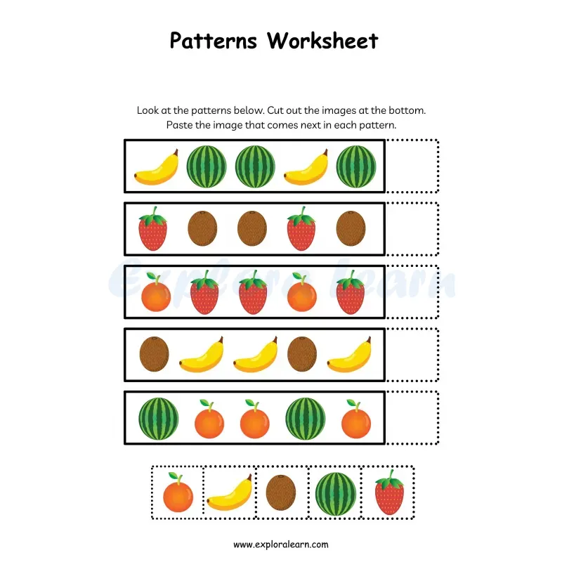 Free Exploralearn Worksheets, Logical Worksheets,Patterns Level 1