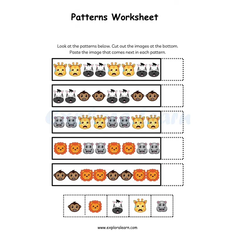 Free Exploralearn Worksheets, Logical Worksheets,Patterns Level 2